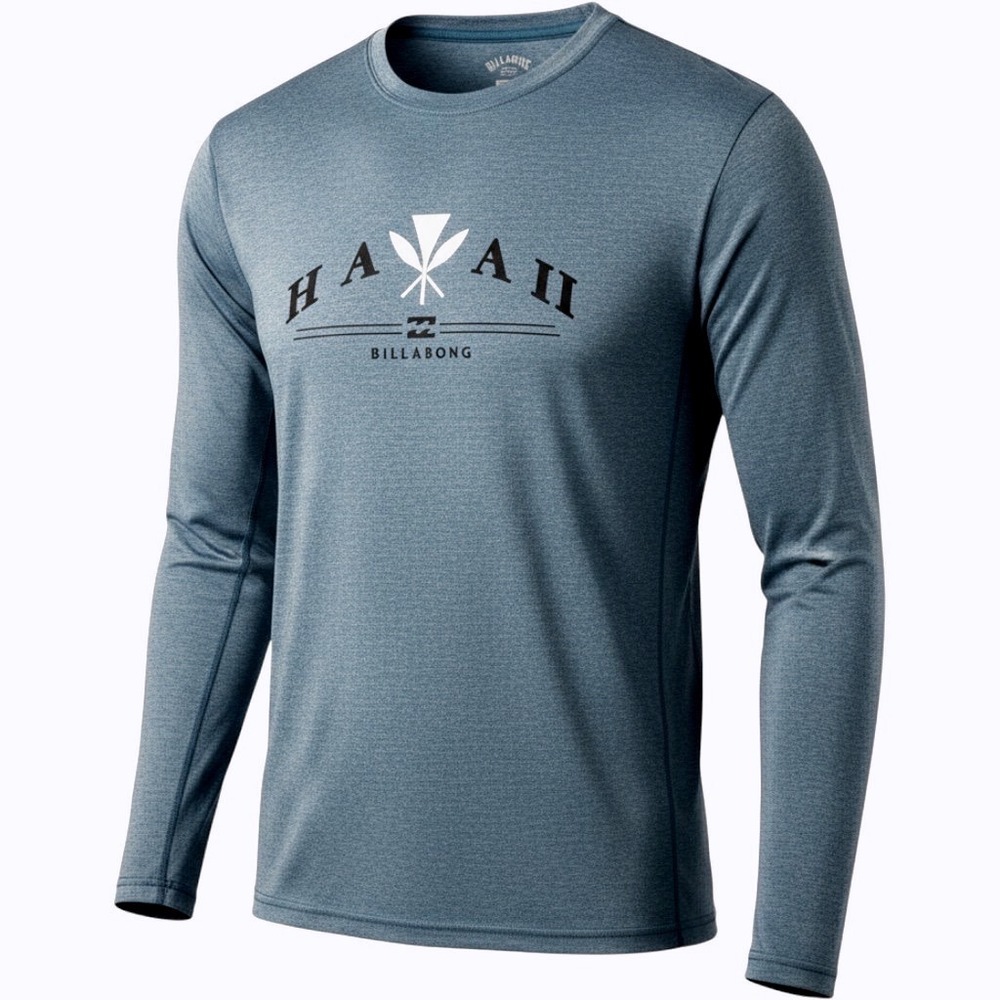 NWT Billabong UV Surf Hawaii Rash Guard Mens Medium Blue Long Sleeve UPF 50+
